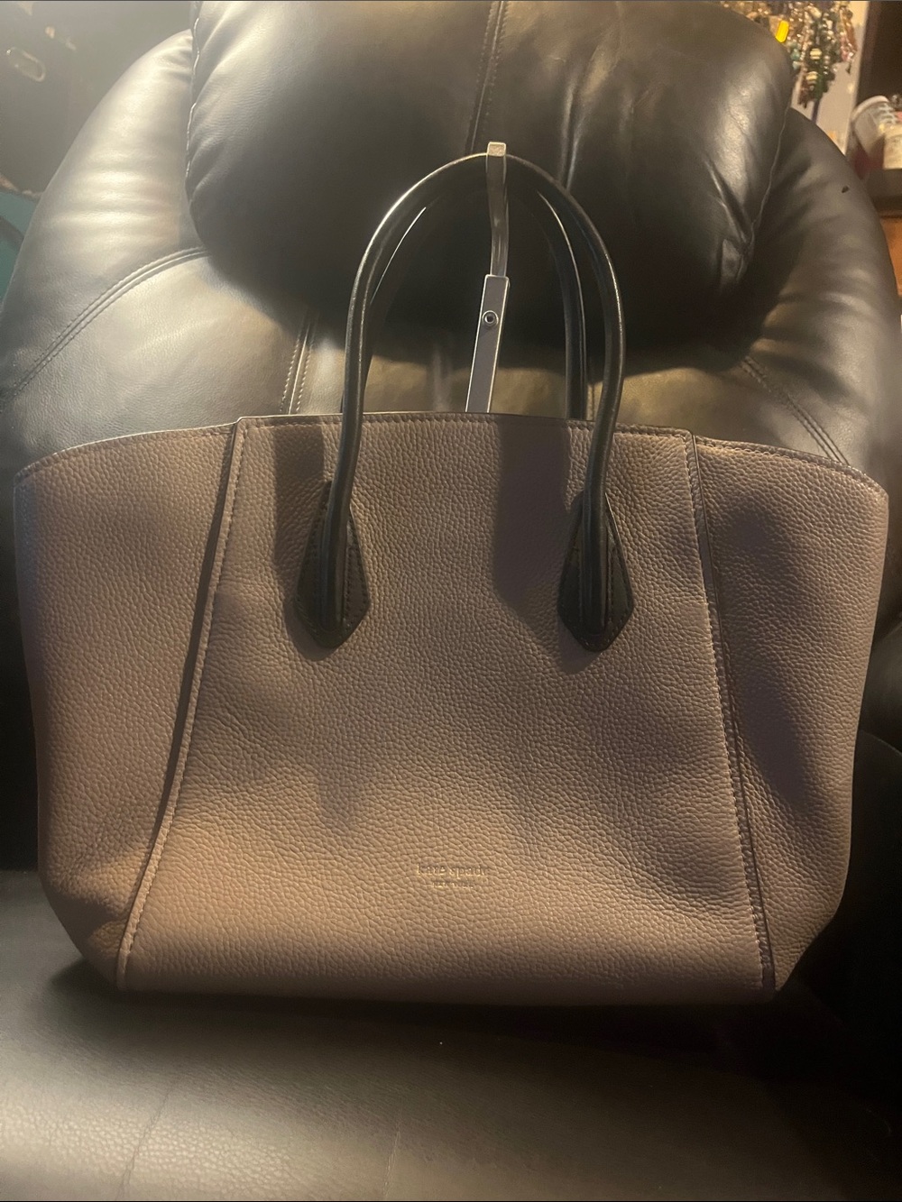 Kate Spade New York Leather Medium Satchel in Taupe